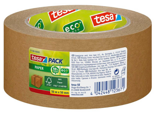 tesa Pakketape tesapack® Paper brun 50,0 mm x 50,0 m 1 Rulle